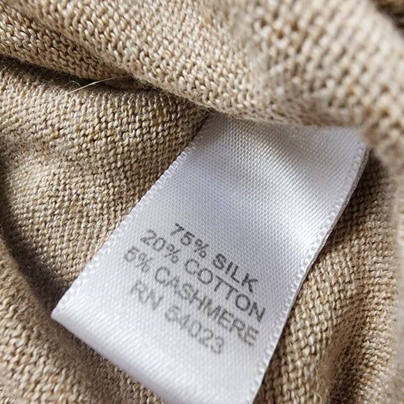 Men's Banana Republic‎ V-Neck Tan Sweater Silk Cotton Cashmere Blend Size XL EUC - Picture 8 of 9